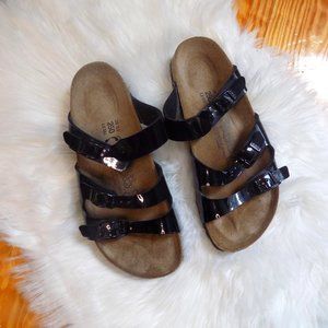 Birki's Black Strappy Adjustable Slides